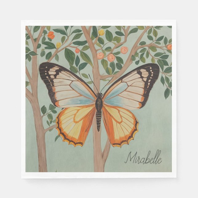 Fluttering Resilience Personalised  Napkin (Front)