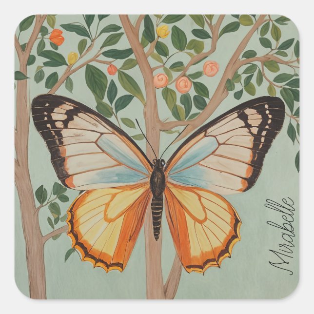 Fluttering Resilience Personalised  Square Sticker (Front)