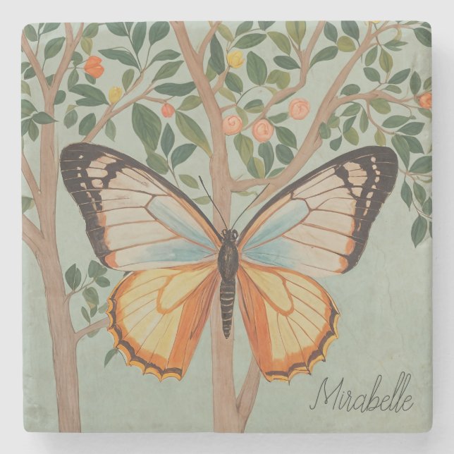 Fluttering Resilience Personalised  Stone Coaster (Front)