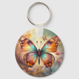 Fluttering Whimsy: Colourful Butterfly Print Keych Key Ring