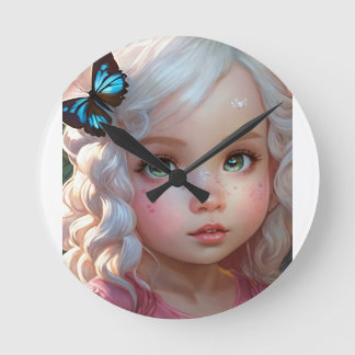 Fluttering Wings: Watercolor Butterfly T-Shirt Col Round Clock