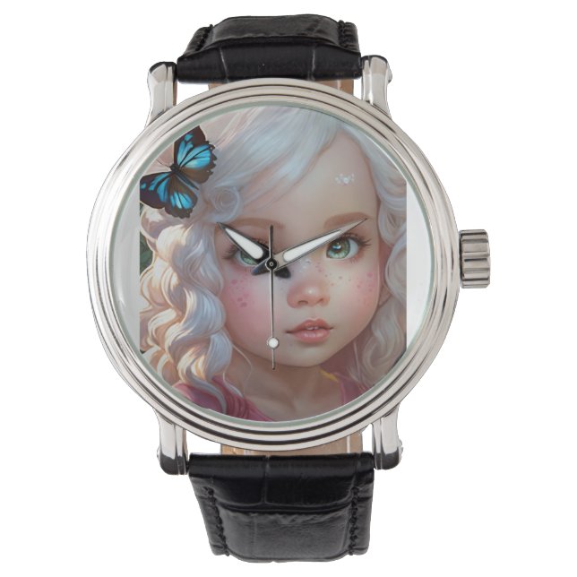 Fluttering Wings: Watercolor Butterfly T-Shirt Col Watch (Front)