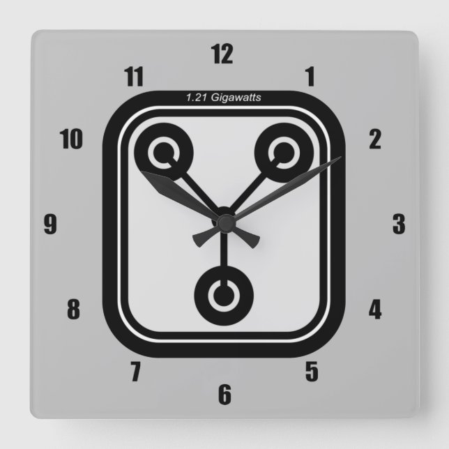 FLUX Capacitor 1.21 Gigawatts Square Wall Clock (Front)