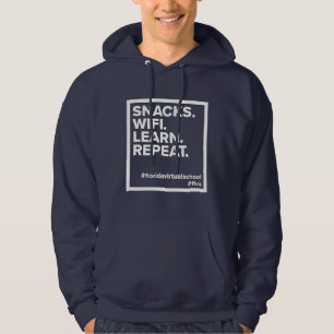 FLVS Snacks. Wifi. Learn. Repeat. Navy Hoodie