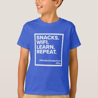 FLVS Snacks. WiFi. Learn. Repeat. T-Shirt (Royal)