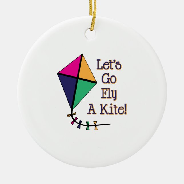 Fly a Kite Ceramic Tree Decoration (Front)