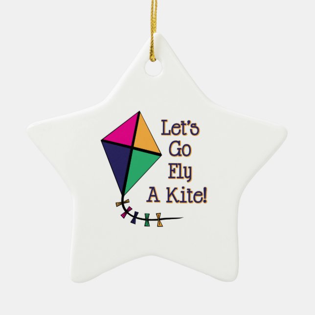 Fly a Kite Ceramic Tree Decoration (Front)
