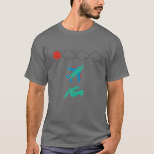 Fly , Aeroplane, Clouds Sun , For Man And Women Fu T-Shirt