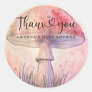 Fly agaric baby shower thank you classic round sticker