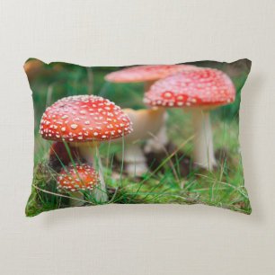 Fly-Agaric In A Forest, Closeup Photo Decorative Cushion