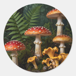 Fly Agaric Mushrooms Forest Botanical Classic Round Sticker
