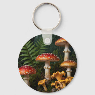 Fly Agaric Mushrooms Forest Botanical Key Ring