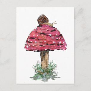 Fly Agaric Toadstool and Snail Postcard