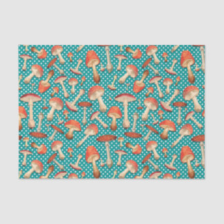 Fly Agaric Turquoise Polka Dot Pattern Tissue Paper