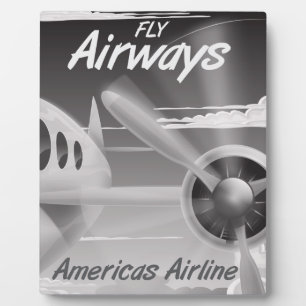 Fly Airways vintage travel poster. Plaque