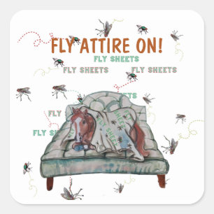 FLY ATTIRE ON, HORSE SQUARE STICKER