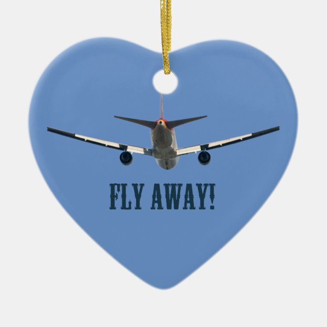 Fly away aeroplane ceramic tree decoration (Front)
