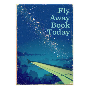 Fly Away Book Today vintage flight poster