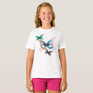 Fly Away Butterfly Colourful Butterflies Kids Whit T-Shirt