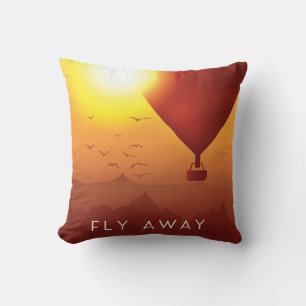 Fly Away Hot air balloon evening sky Cushion