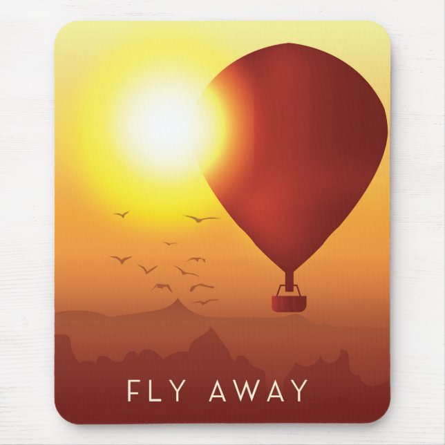 Fly Away Hot air balloon evening sky Mouse Mat (Front)
