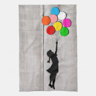 Fly Away Little Girl Graffiti Art Dish Towel