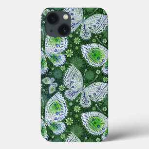 Fly Away Paisley Butterfly Print Green  iPhone 13 Case