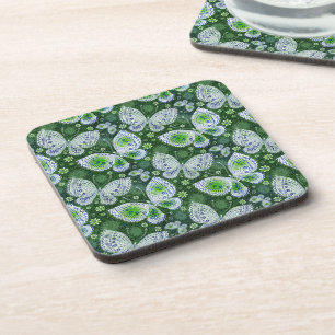 Fly Away Paisley Butterfly Print Green  Coaster