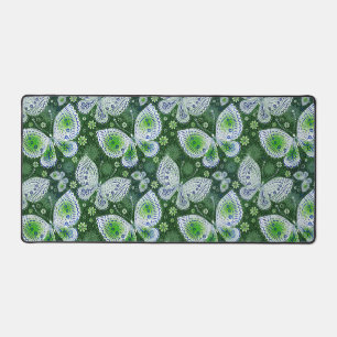 Fly Away Paisley Butterfly Print Green Desk Mat