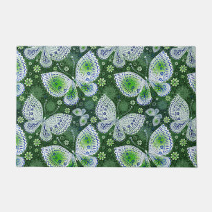 Fly Away Paisley Butterfly Print Green Doormat