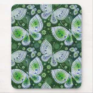 Fly Away Paisley Butterfly Print Green  Mouse Mat