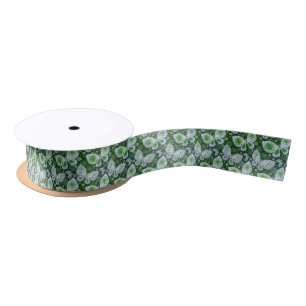 Fly Away Paisley Butterfly Print Green  Satin Ribbon