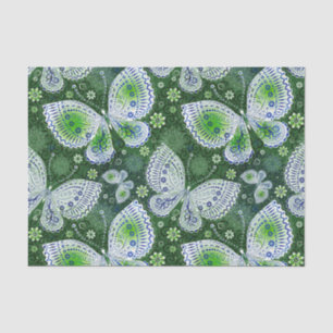 Fly Away Paisley Butterfly Print Green  Tissue Paper