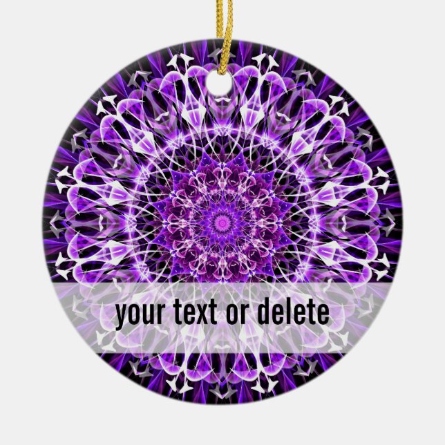 Fly Away Purple kaleidoscope Ceramic Tree Decoration (Front)