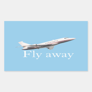 Fly away rectangular sticker