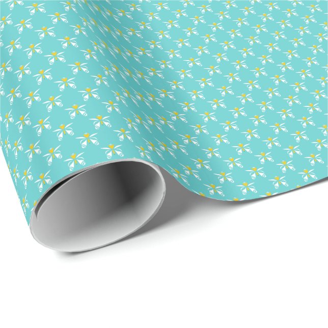 Fly Away Teal and Gold Wrapping Paper (Roll Corner)