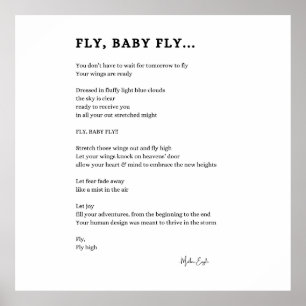 Fly baby fly inspirational poem wall poster 