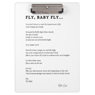 Fly baby fly inspirational poem wall poster clipboard