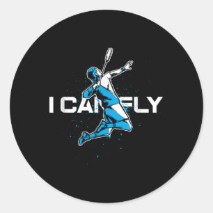 Fly Badminton Player Shuttle Trainer Racket Sports Classic Round Sticker