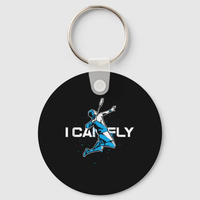 Fly Badminton Player Shuttle Trainer Racket Sports Key Ring (Front)