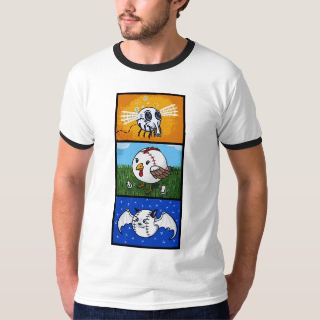 Fly Ball, Fowl Ball, Baseball Bat T-Shirt (Front)