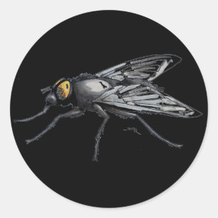 Fly Buddy black large round stickers