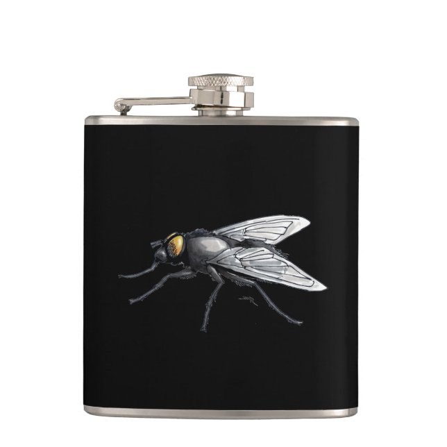 Fly Buddy giant fly black wrapped flask (Front)