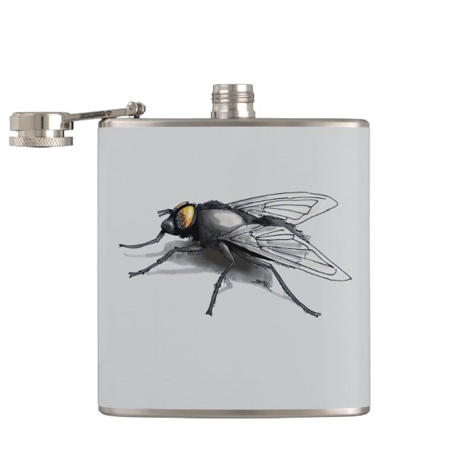 Fly Buddy giant fly grey wrapped flask (Opened)