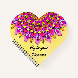 Fly Dreams Mandala Inspirational Happy Heart Notebook
