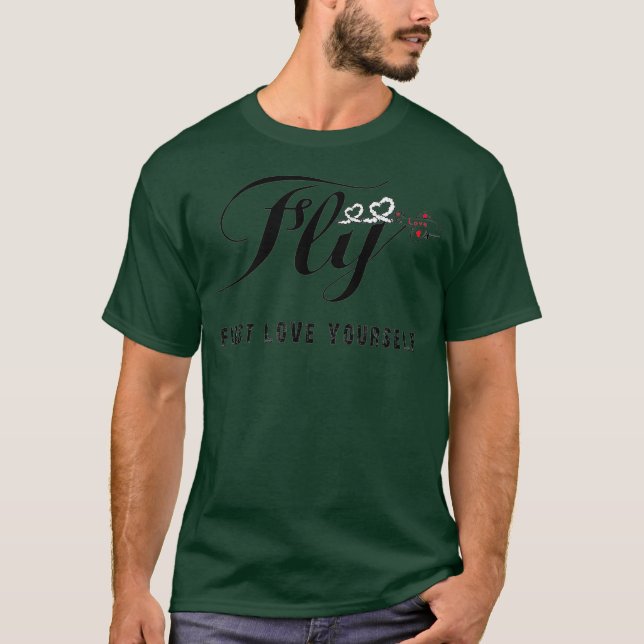 Fly First Love Yourself aeroplane heart tee shirt (Front)
