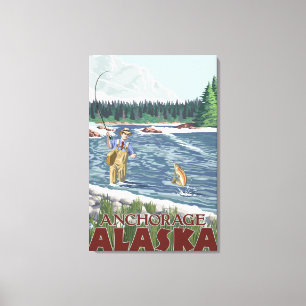 Fly Fisherman - Anchorage, Alaska Canvas Print