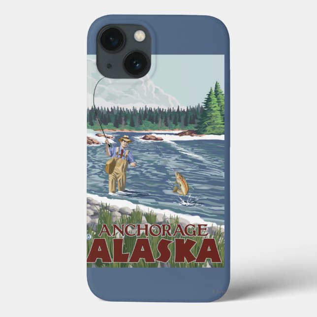 Fly Fisherman - Anchorage, Alaska Case-Mate iPhone Case (Back)