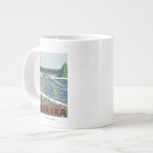 Fly Fisherman - Anchorage, Alaska Large Coffee Mug