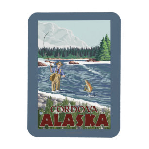 Fly Fisherman - Cordova, Alaska Magnet